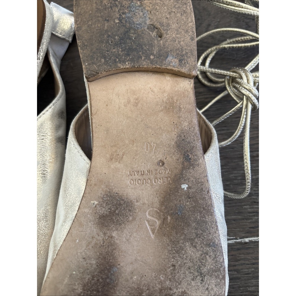 A. Soliani Metallic Flats Lace Up Size 40 Gold - Picture 8 of 9